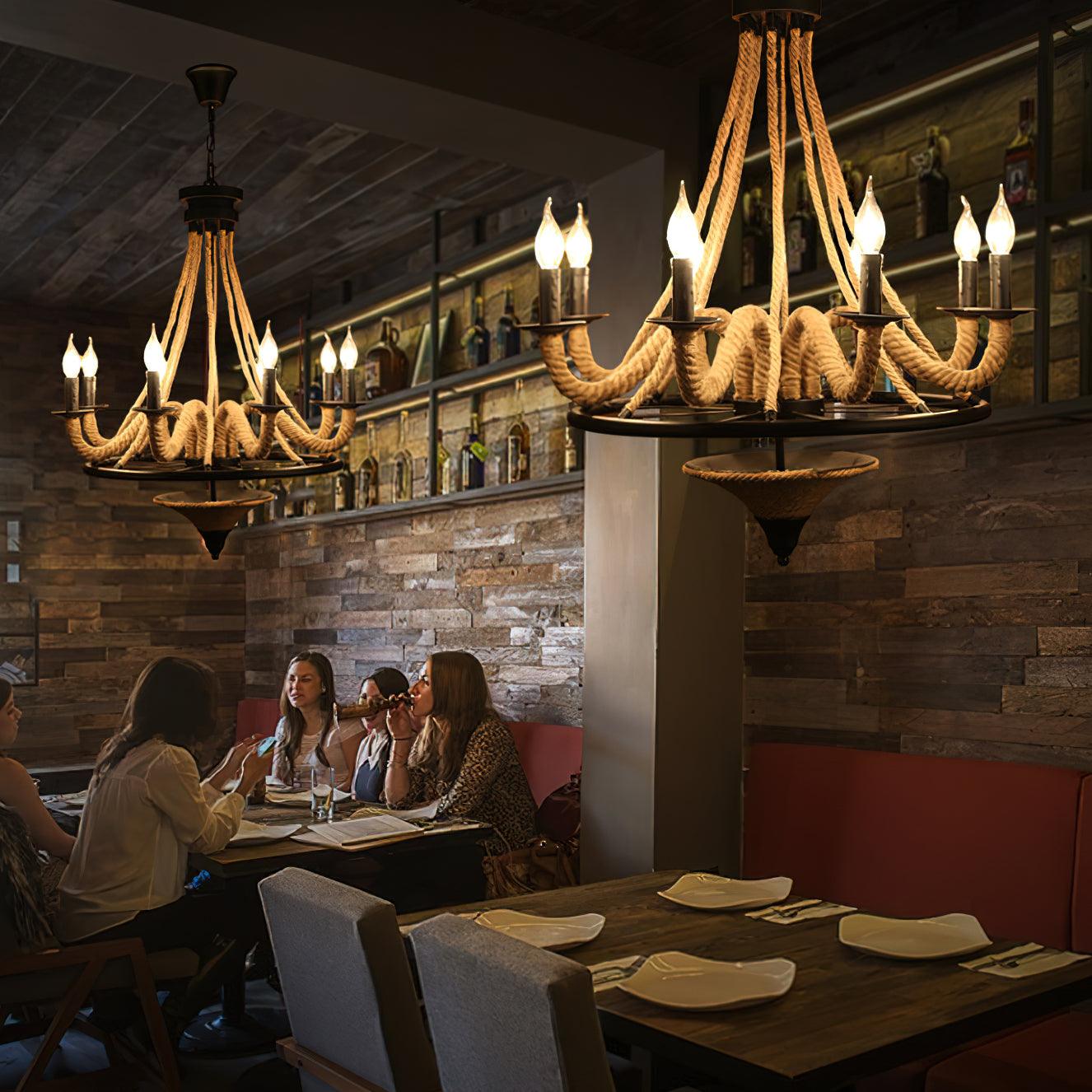 Hemp Rope Atmosphere Industrial Style Chandelier