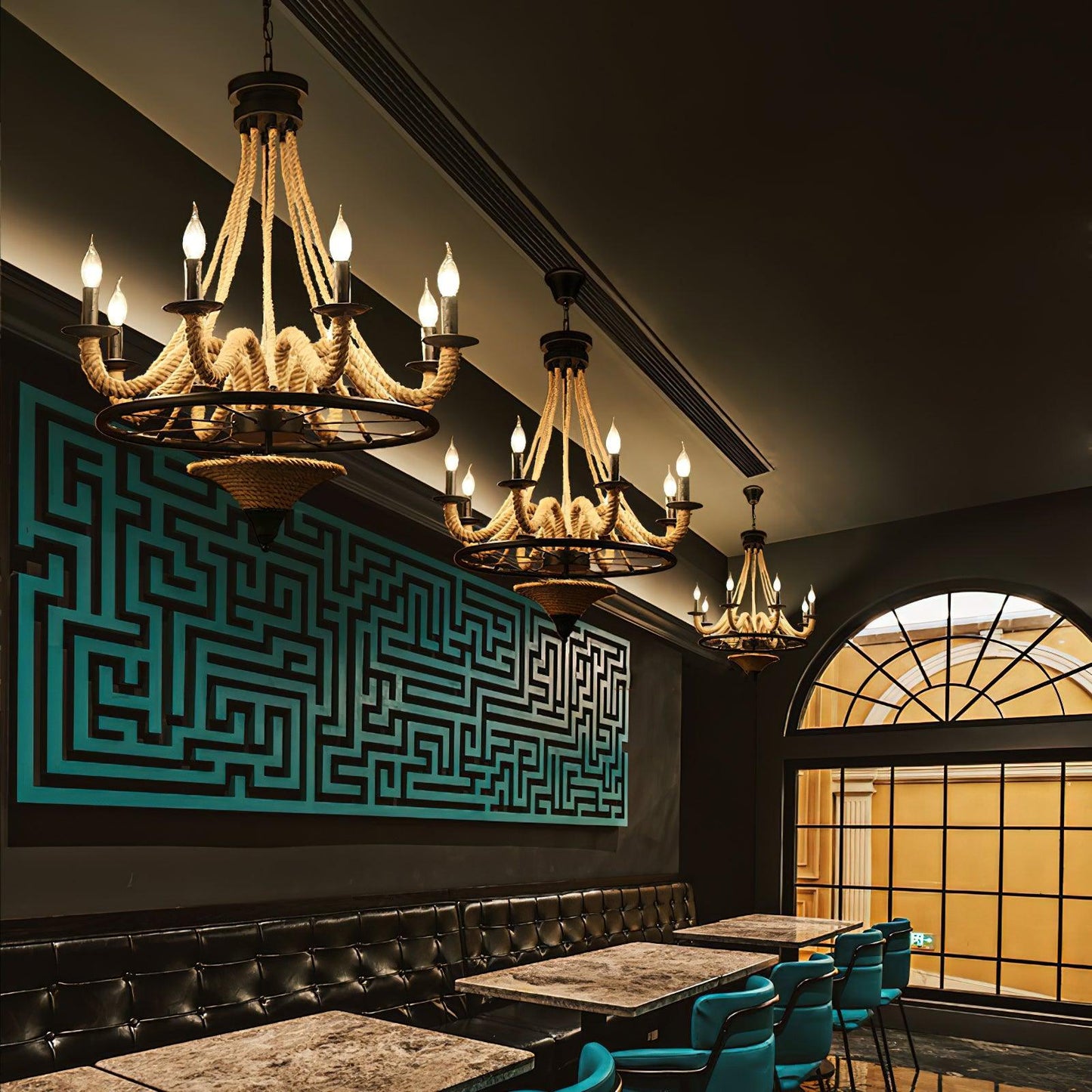 Hemp Rope Atmosphere Industrial Style Chandelier