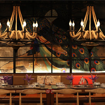 Hemp Rope Atmosphere Industrial Style Chandelier