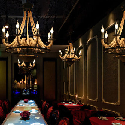 Hemp Rope Atmosphere Industrial Style Chandelier