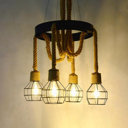 Simple Iron Hemp Rope Chandelier