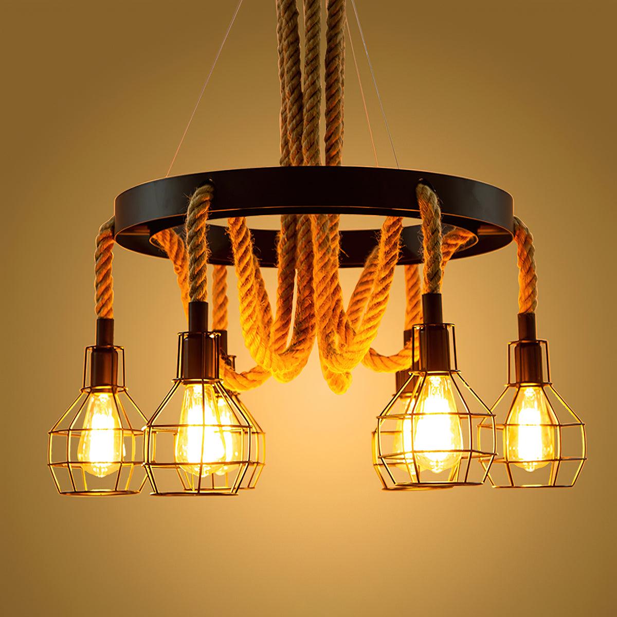 Simple Iron Hemp Rope Chandelier