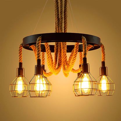 Simple Iron Hemp Rope Chandelier