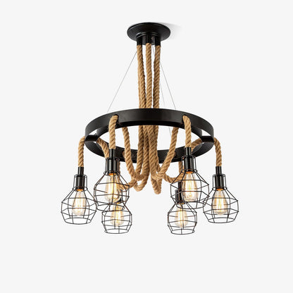 Simple Iron Hemp Rope Chandelier