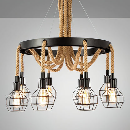 Simple Iron Hemp Rope Chandelier