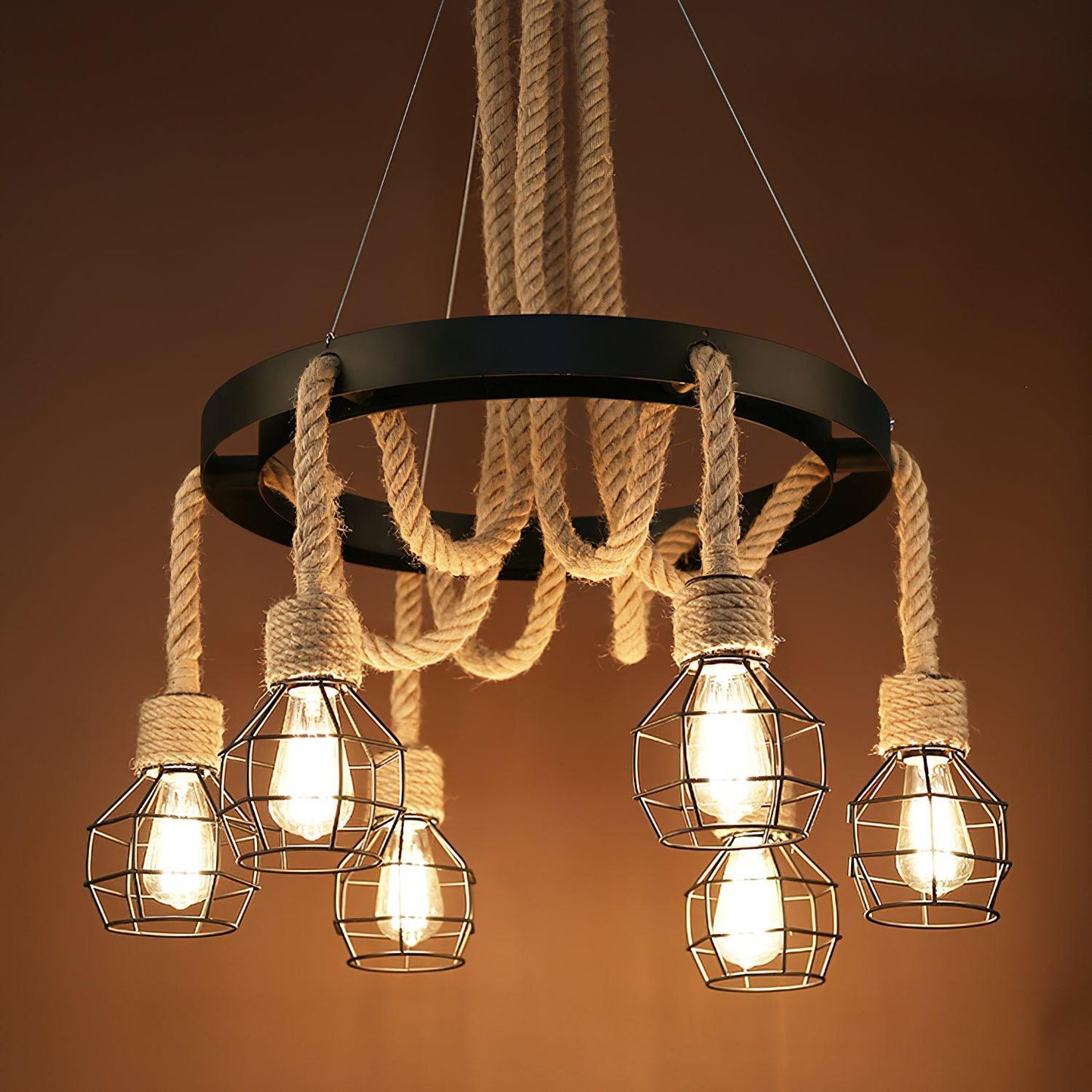Simple Iron Hemp Rope Chandelier