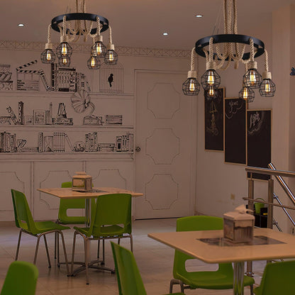 Simple Iron Hemp Rope Chandelier