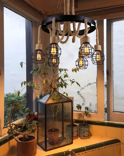 Simple Iron Hemp Rope Chandelier
