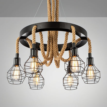 Simple Iron Hemp Rope Chandelier