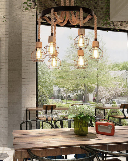 Simple Iron Hemp Rope Chandelier