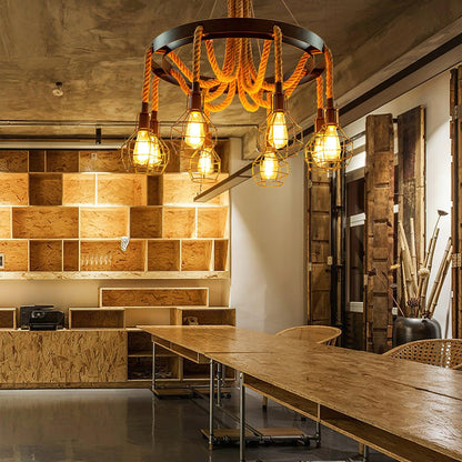 Simple Iron Hemp Rope Chandelier