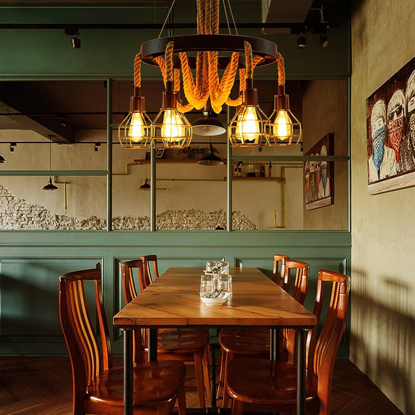 Simple Iron Hemp Rope Chandelier