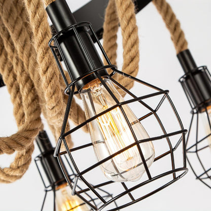 Simple Iron Hemp Rope Chandelier