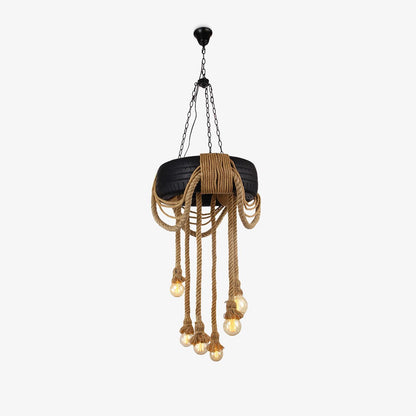 Hemp Rope Tire Candlestick Chandelier