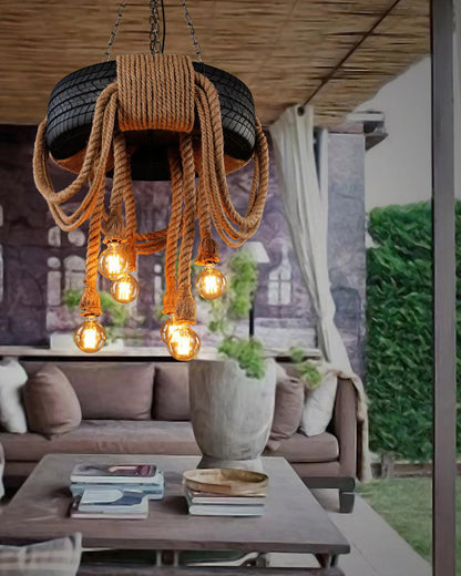 Hemp Rope Tire Candlestick Chandelier