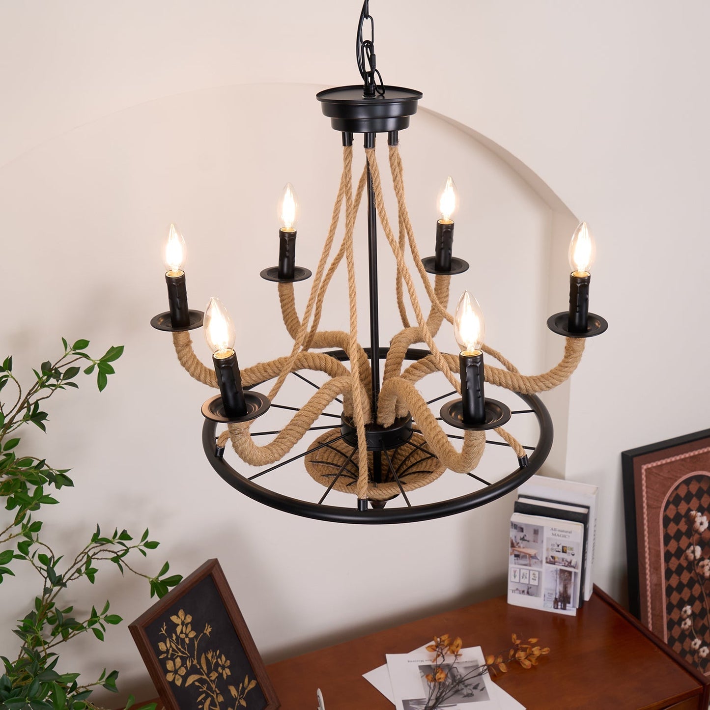 Hemp Rope Atmosphere Industrial Style Chandelier