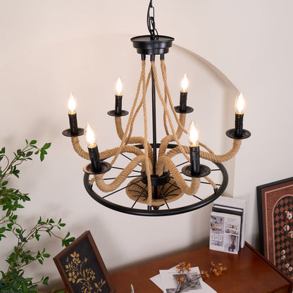 Hemp Rope Atmosphere Industrial Style Chandelier