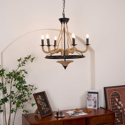 Hemp Rope Atmosphere Industrial Style Chandelier