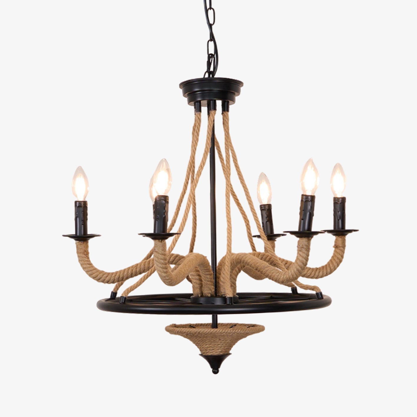 Hemp Rope Atmosphere Industrial Style Chandelier