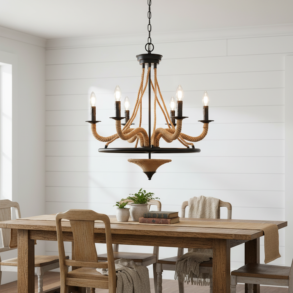 Hemp Rope Atmosphere Industrial Style Chandelier