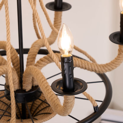 Hemp Rope Atmosphere Industrial Style Chandelier