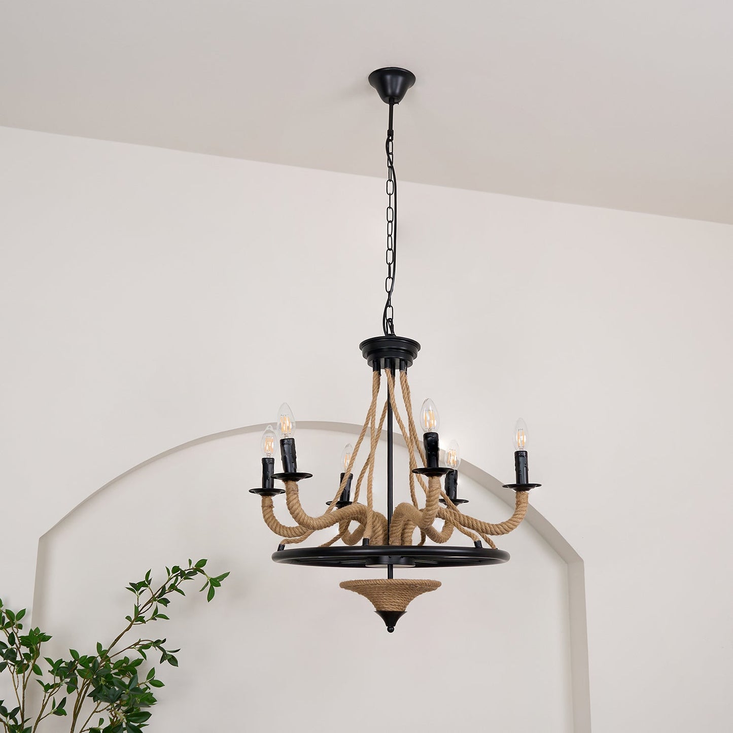 Hemp Rope Atmosphere Industrial Style Chandelier