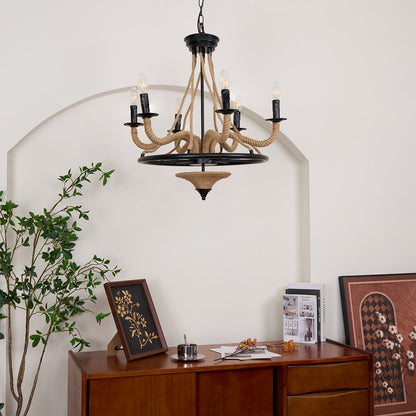 Hemp Rope Atmosphere Industrial Style Chandelier