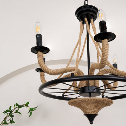 Hemp Rope Atmosphere Industrial Style Chandelier