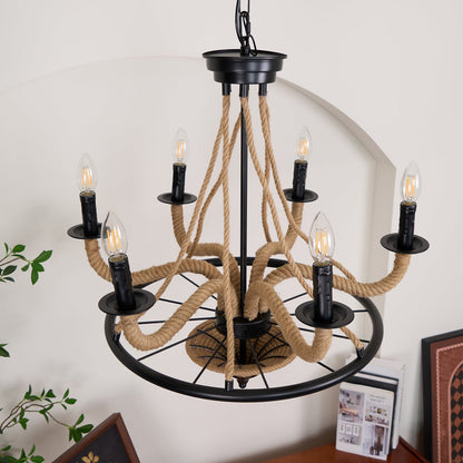 Hemp Rope Atmosphere Industrial Style Chandelier
