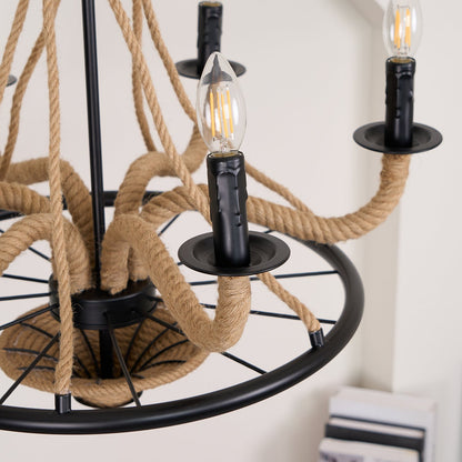 Hemp Rope Atmosphere Industrial Style Chandelier