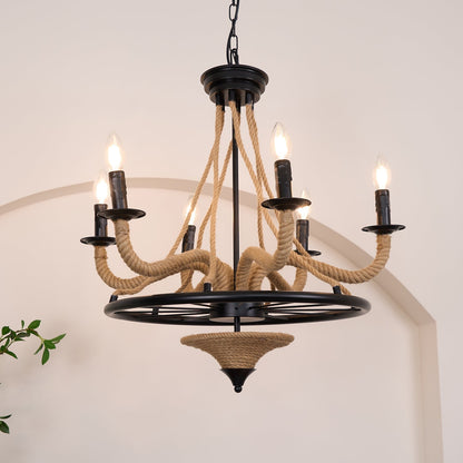 Hemp Rope Atmosphere Industrial Style Chandelier