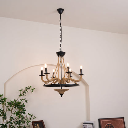 Hemp Rope Atmosphere Industrial Style Chandelier