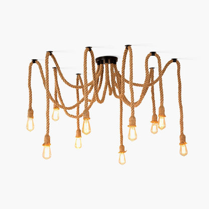 Hemp Rope Scattered Flower Ceiling Fixture Chandelier