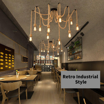 Hemp Rope Scattered Flower Ceiling Fixture Chandelier