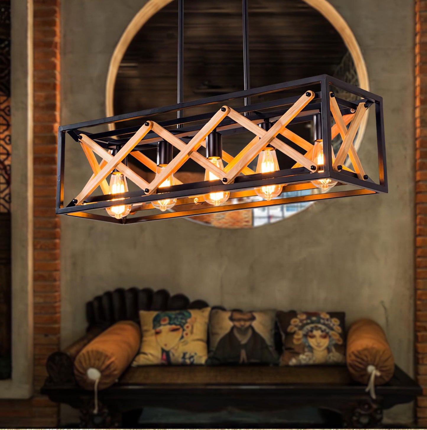 American Rectangular Retro Chandelier