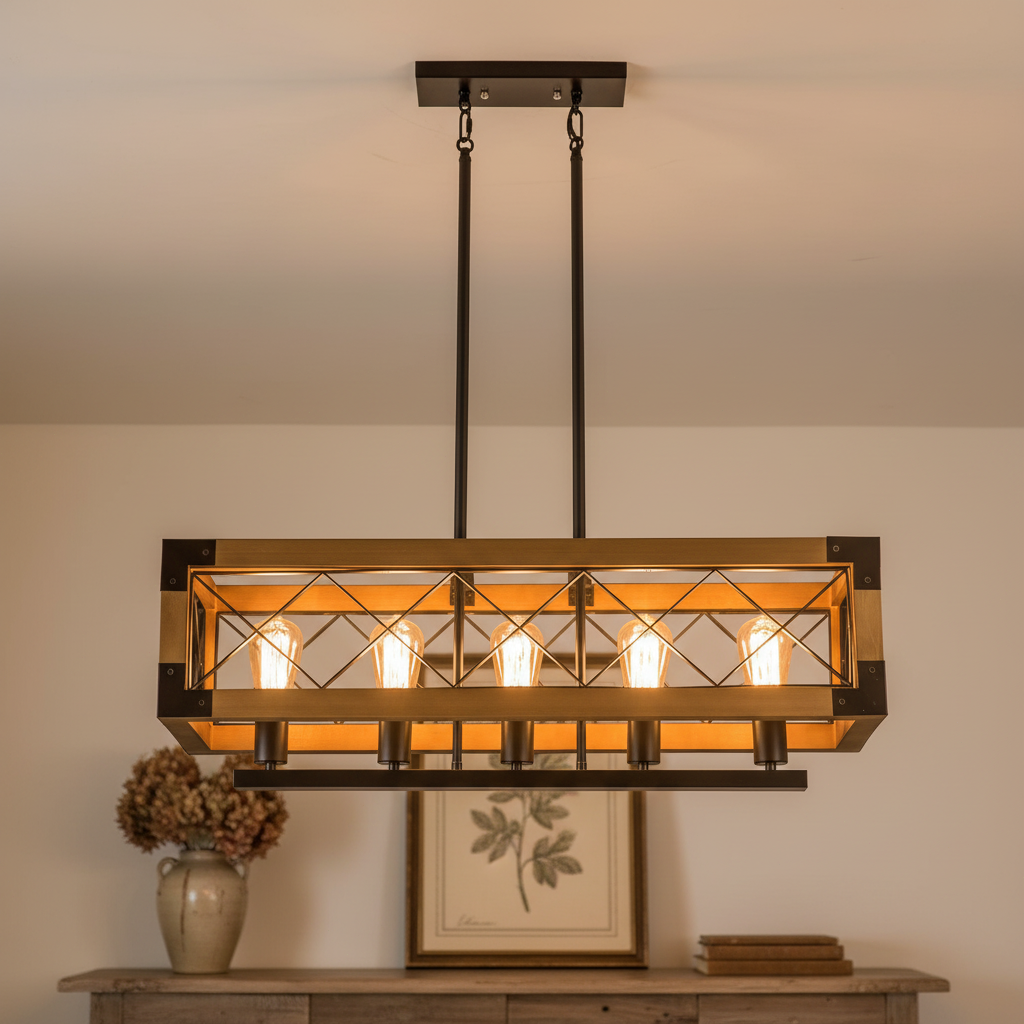American Rectangular Retro Chandelier