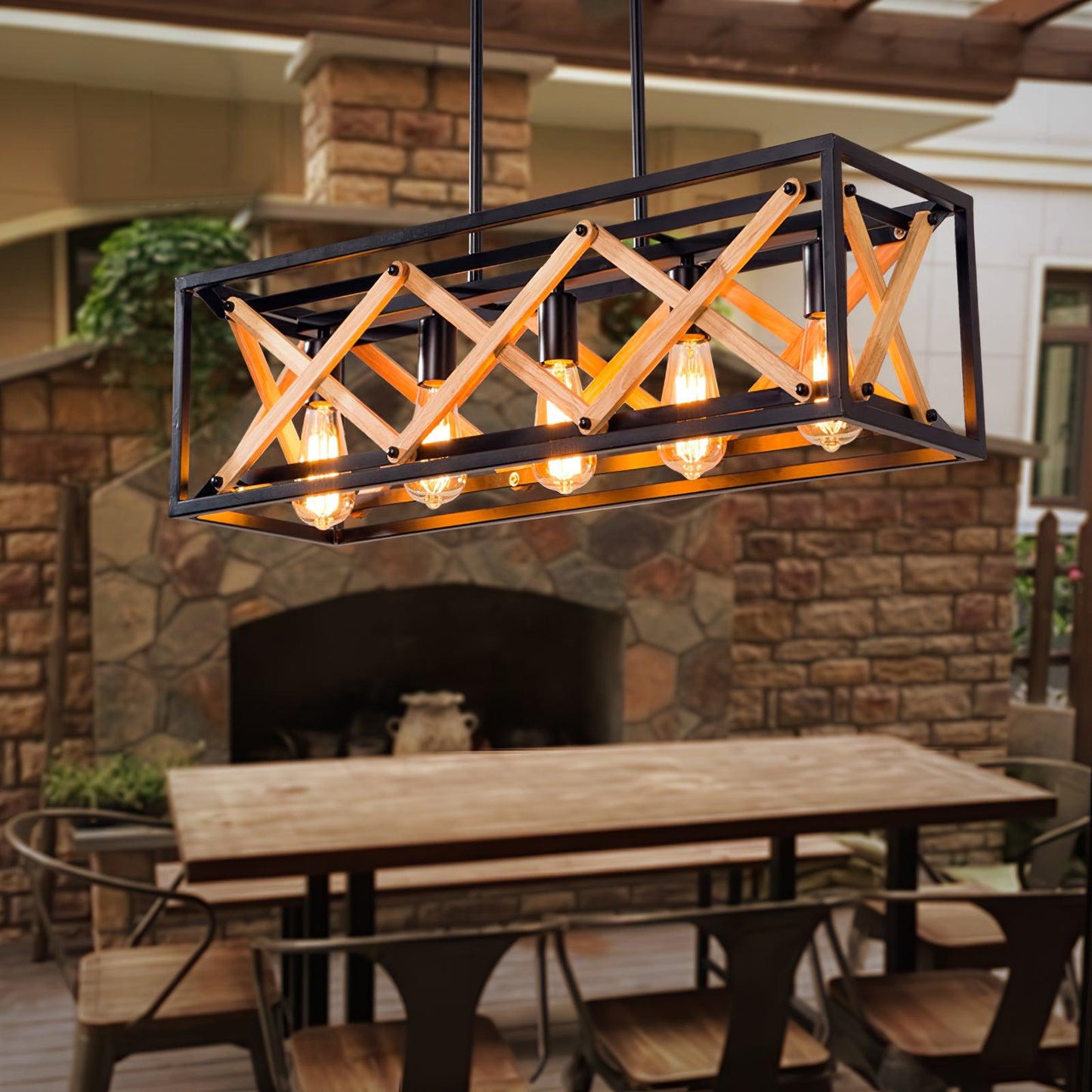 American Rectangular Retro Chandelier