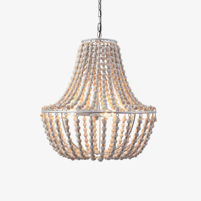 French Country Wood Bead Chandelier