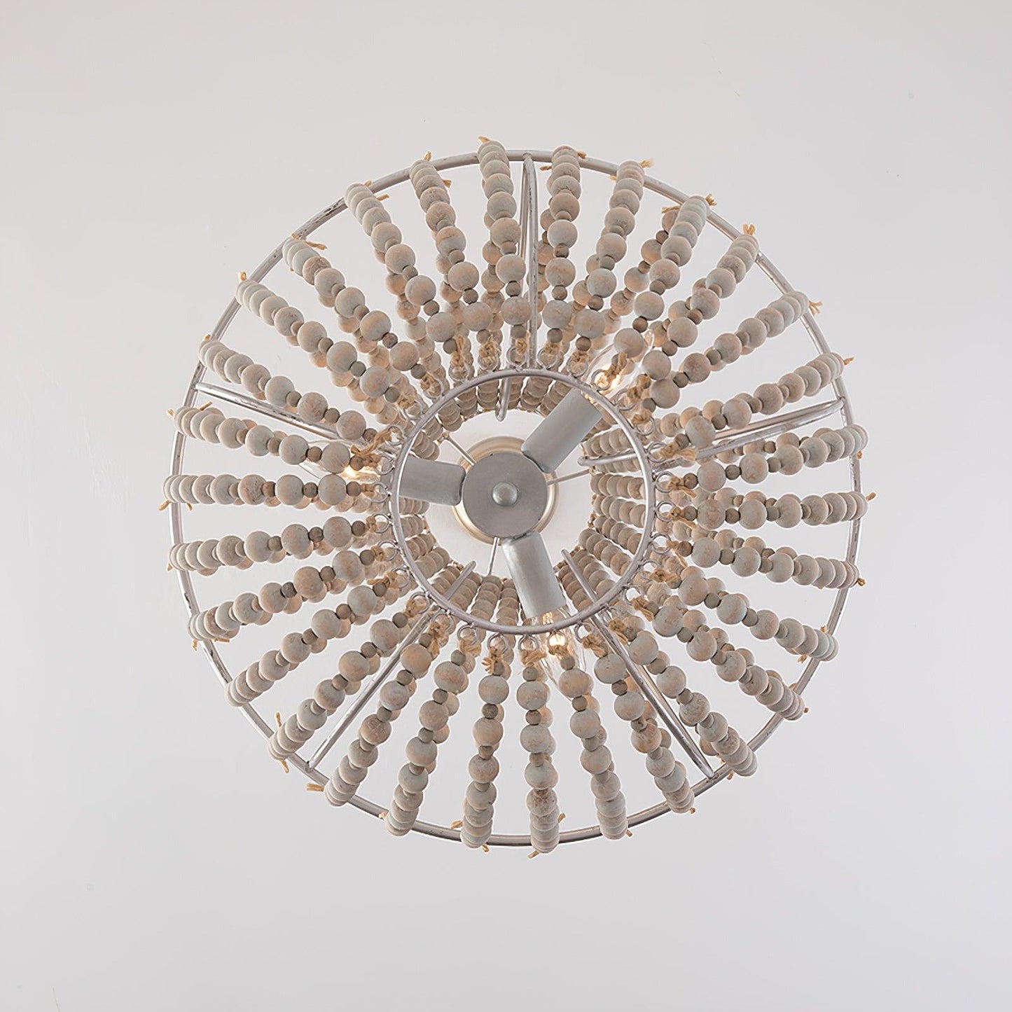 French Country Wood Bead Chandelier