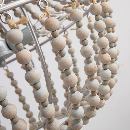 French Country Wood Bead Chandelier