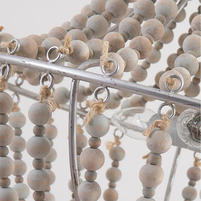 French Country Wood Bead Chandelier