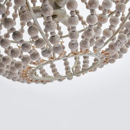 French Country Wood Bead Chandelier