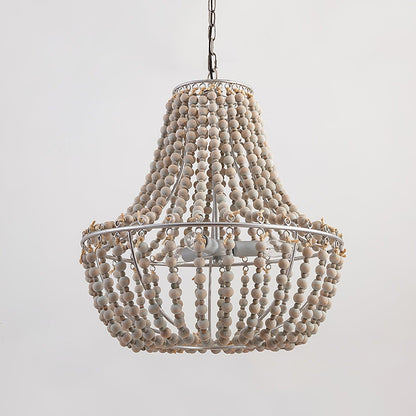 French Country Wood Bead Chandelier