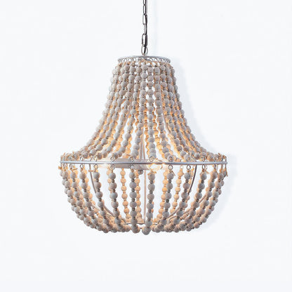French Country Wood Bead Chandelier