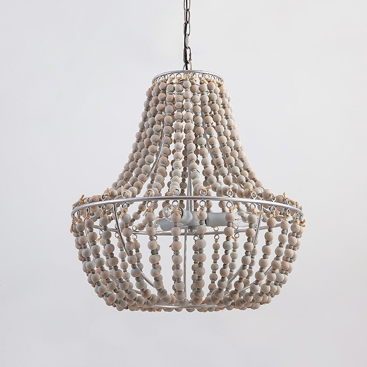French Country Wood Bead Chandelier