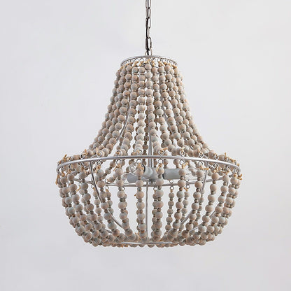 French Country Wood Bead Chandelier
