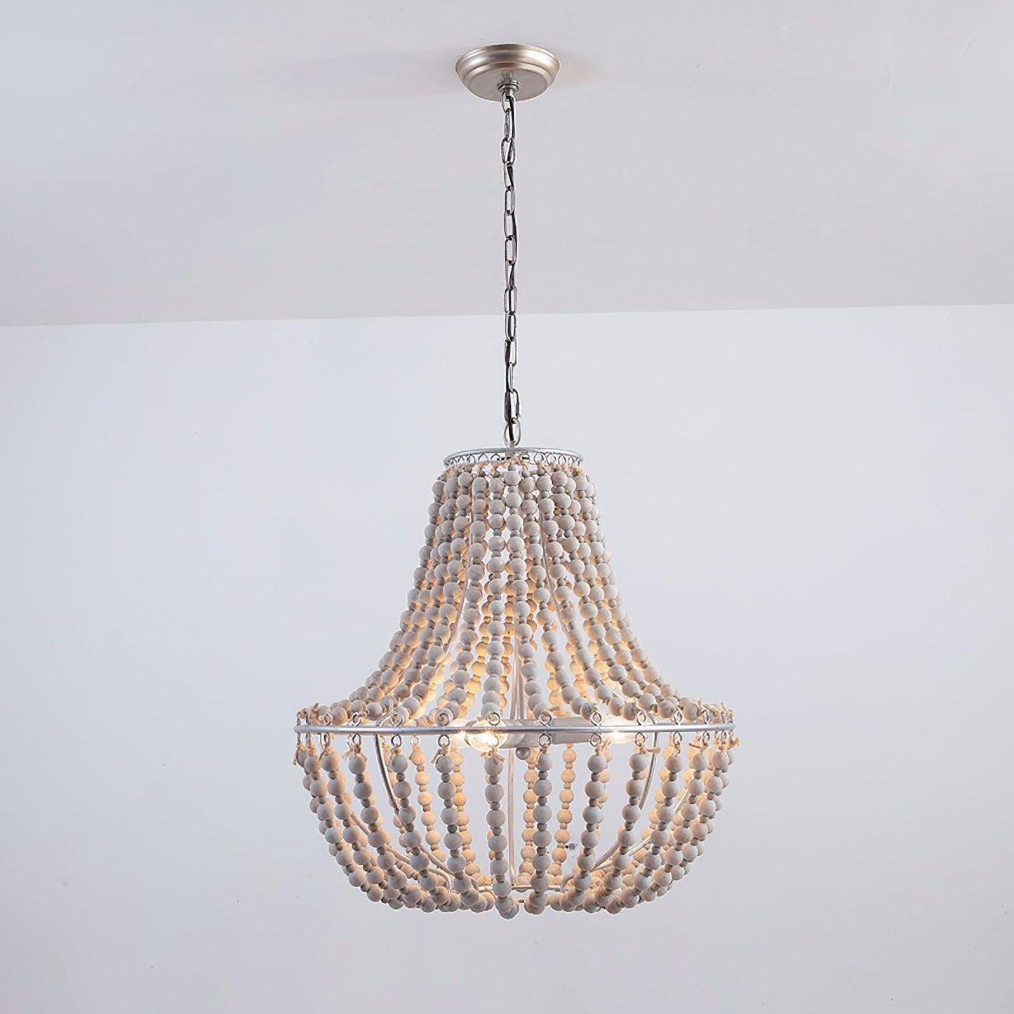 French Country Wood Bead Chandelier