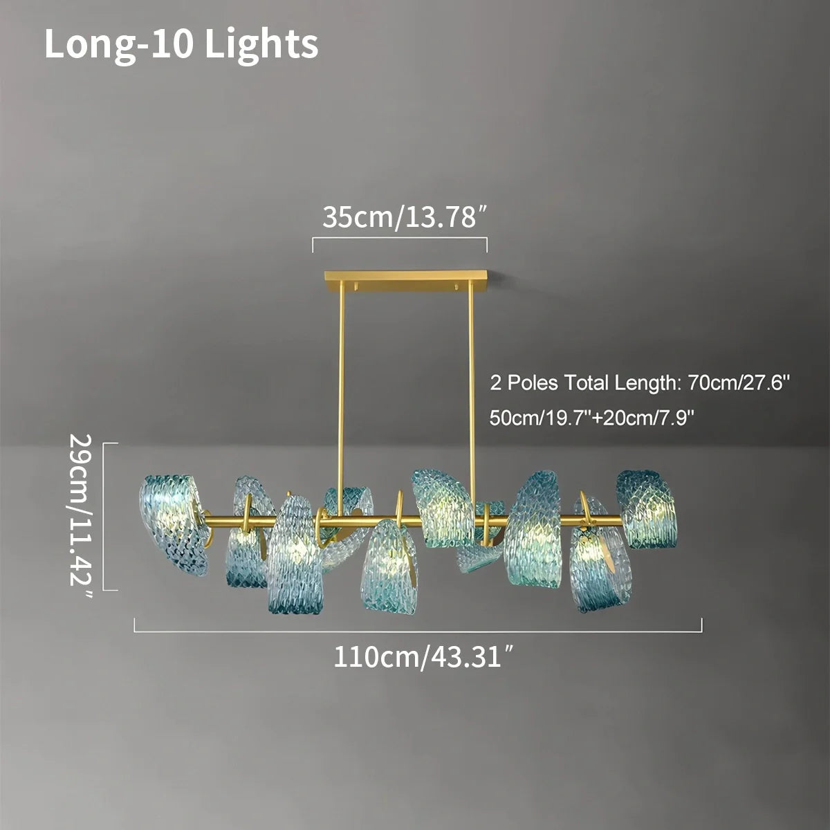 Peacock Blue Art Glass Chandelier