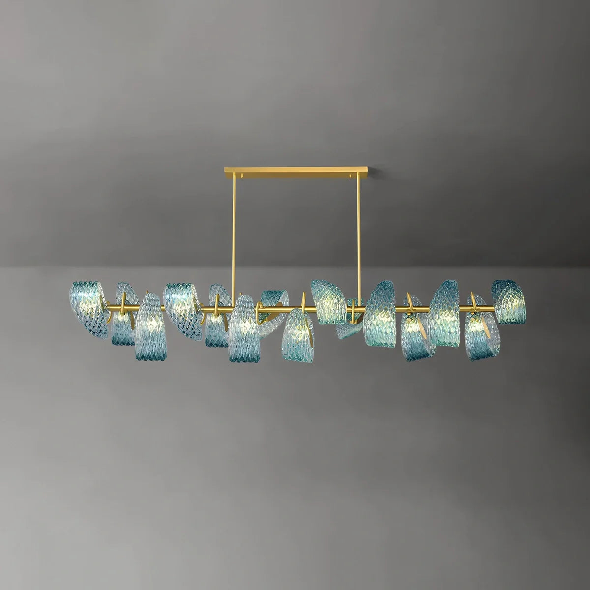 Peacock Blue Art Glass Chandelier