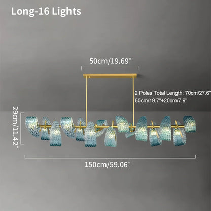 Peacock Blue Art Glass Chandelier